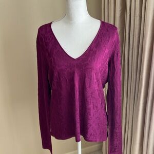 NWOT—Linda Allard Ellen Tracy 💯% silk v-neck sweater